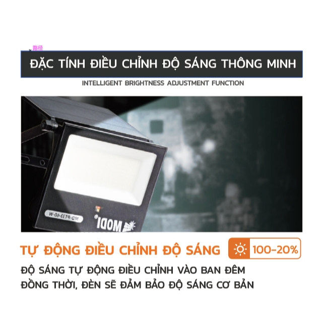 Ảnh của Đèn Pha LED Cảm Biến Chuyển Động Năng Lượng Mặt Trời MODI SOLAR 60W Siêu Sáng, Ngoài Trời